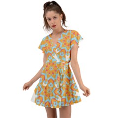 Mandala T- Shirt Mandala Flutter Sleeve Wrap Dress by maxcute