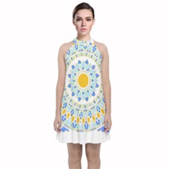 Mandala T- Shirt Ornate Mandala T- Shirt Velvet Halter Neckline Dress  by maxcute