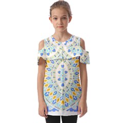 Mandala T- Shirt Ornate Mandala T- Shirt Fold Over Open Sleeve Top