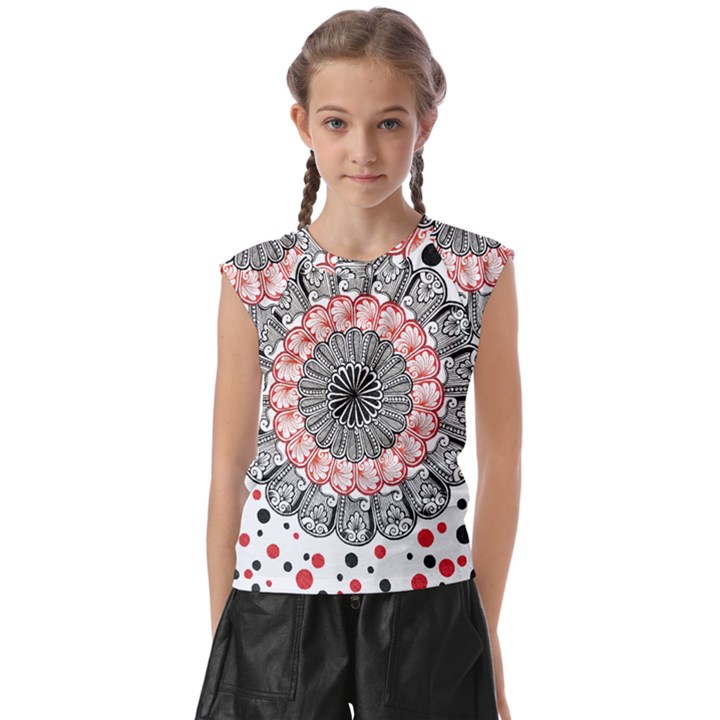 Mandala T- Shirt Sprinkled Mandala T- Shirt Kids  Raglan Cap Sleeve Tee