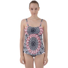 Mandala T- Shirt Sprinkled Mandala T- Shirt Twist Front Tankini Set by maxcute