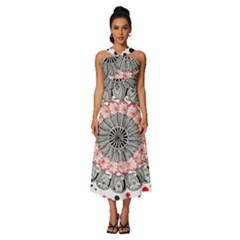 Mandala T- Shirt Sprinkled Mandala T- Shirt Sleeveless Cross Front Cocktail Midi Chiffon Dress