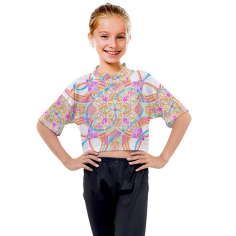 Mandala T- Shirt Tailed Mandala T- Shirt Kids Mock Neck Tee by maxcute