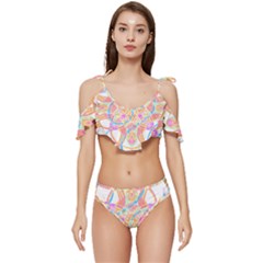 Mandala T- Shirt Tailed Mandala T- Shirt Ruffle Edge Tie Up Bikini Set	