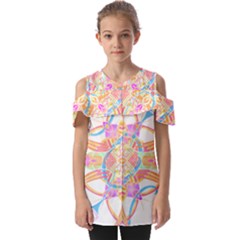 Mandala T- Shirt Tailed Mandala T- Shirt Fold Over Open Sleeve Top