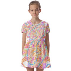 Mandala T- Shirt Tailed Mandala T- Shirt Kids  Short Sleeve Pinafore Style Dress