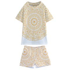 Mandala T- Shirtmandala Flower T- Shirt Kids  Swim Tee And Shorts Set by maxcute