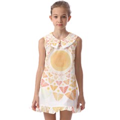 Mandala T- Shirtsunshine Cabbage Leaf T- Shirt Kids  Pilgrim Collar Ruffle Hem Dress