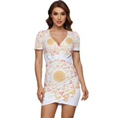 Mandala T- Shirtsunshine Cabbage Leaf T- Shirt Low Cut Cap Sleeve Mini Dress