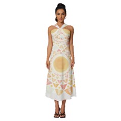 Mandala T- Shirtsunshine Cabbage Leaf T- Shirt Sleeveless Cross Front Cocktail Midi Chiffon Dress