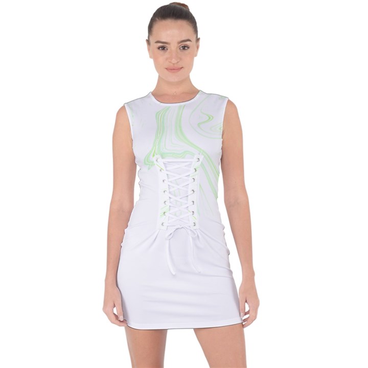 Marble T- Shirt Green Psychedelic Liquid Marble Fluid Art Design Style  T- Shirt Lace Up Front Bodycon Dress