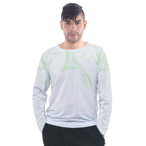 Marble T- Shirt Green Psychedelic Liquid Marble Fluid Art Design Style  T- Shirt Men s Long Sleeve Raglan Tee by maxcute