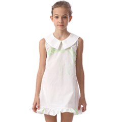 Marble T- Shirt Green Psychedelic Liquid Marble Fluid Art Design Style  T- Shirt Kids  Pilgrim Collar Ruffle Hem Dress