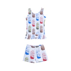 Milk T- Shirt Flavoured Milk Pattern T- Shirt Kids  Boyleg Swimsuit