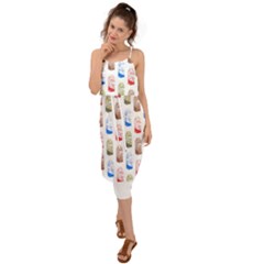 Milk T- Shirt Flavoured Milk Pattern T- Shirt Waist Tie Cover Up Chiffon Dress by maxcute