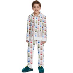 Milk T- Shirt Flavoured Milk Pattern T- Shirt Kids  Long Sleeve Velvet Pajamas Set