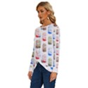 Milk T- Shirt Flavoured Milk Pattern T- Shirt Long Sleeve Crew Neck Pullover Top View2