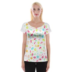 Mircobes T- Shirt Microbial Pattern T- Shirt Cap Sleeve Top by maxcute