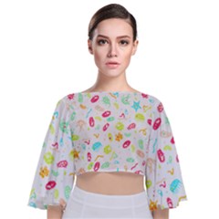 Mircobes T- Shirt Microbial Pattern T- Shirt Tie Back Butterfly Sleeve Chiffon Top by maxcute