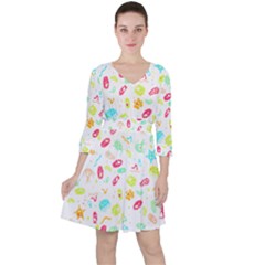 Mircobes T- Shirt Microbial Pattern T- Shirt Quarter Sleeve Ruffle Waist Dress by maxcute