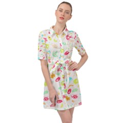 Mircobes T- Shirt Microbial Pattern T- Shirt Belted Shirt Dress