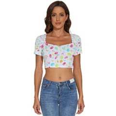 Mircobes T- Shirt Microbial Pattern T- Shirt Short Sleeve Square Neckline Crop Top  by maxcute