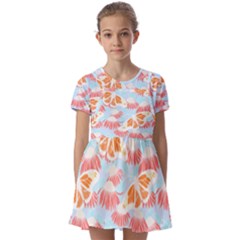 Monarch Butterflies T- Shirt Monarch Butterfly On Red Coneflowers T- Shirt Kids  Short Sleeve Pinafore Style Dress