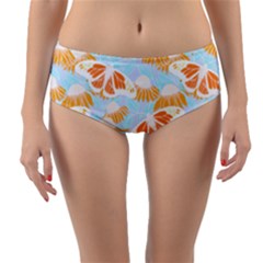 Monarch Butterflies T- Shirt Monarch Butterfly On Yellow Coneflowers T- Shirt Reversible Mid-waist Bikini Bottoms by maxcute