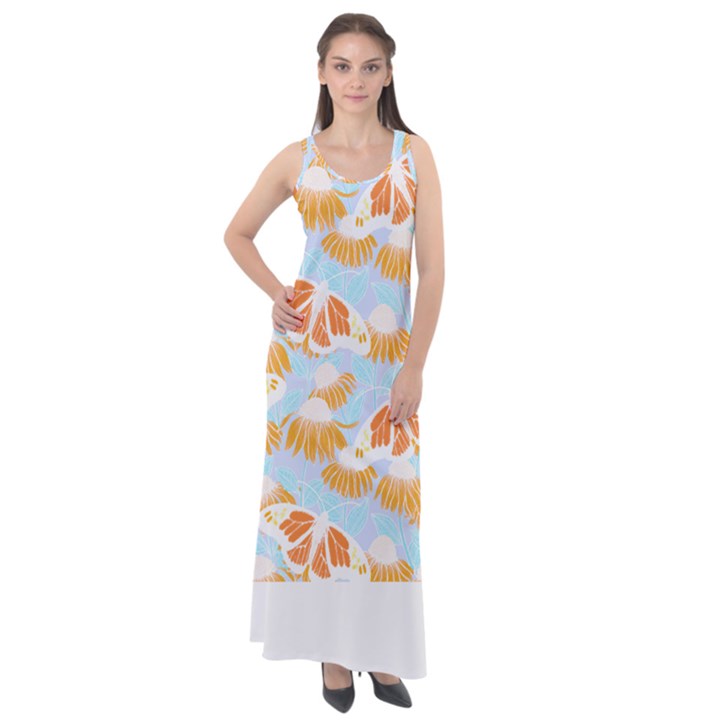 Monarch Butterflies T- Shirt Monarch Butterfly On Yellow Coneflowers T- Shirt Sleeveless Velour Maxi Dress