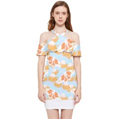 Monarch Butterflies T- Shirt Monarch Butterfly On Yellow Coneflowers T- Shirt Shoulder Frill Bodycon Summer Dress by maxcute