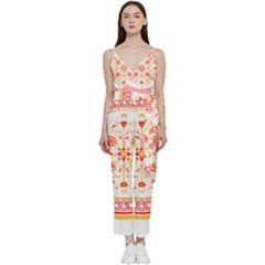 Mosaic T- Shirt Florentine Mosaic T- Shirt V-neck Spaghetti Strap Tie Front Jumpsuit by maxcute