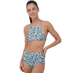 Nature Pattern T- Shirt Minimalist Leaf Line Art Illustration As A Seamless Surface Pattern Design ( High Waist Tankini Set by maxcute