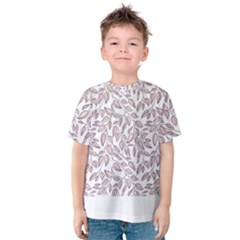 Nature Pattern T- Shirt Minimalist Leaf Line Art Illustration As A Seamless Surface Pattern Design ( Kids  Cotton Tee