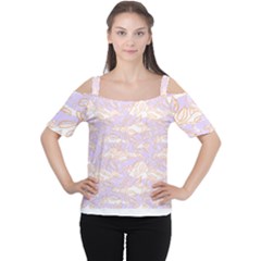 Nature Pattern T- Shirt Minimalist Leaf Line Art Illustration As A Seamless Surface Pattern Design ( Cutout Shoulder Tee