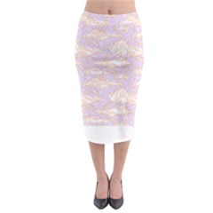 Nature Pattern T- Shirt Minimalist Leaf Line Art Illustration As A Seamless Surface Pattern Design ( Midi Pencil Skirt