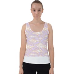 Nature Pattern T- Shirt Minimalist Leaf Line Art Illustration As A Seamless Surface Pattern Design ( Velvet Tank Top