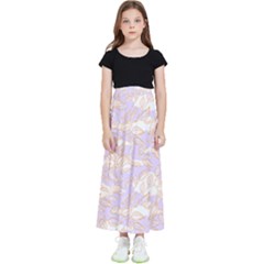 Nature Pattern T- Shirt Minimalist Leaf Line Art Illustration As A Seamless Surface Pattern Design ( Kids  Flared Maxi Skirt