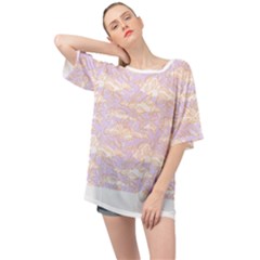 Nature Pattern T- Shirt Minimalist Leaf Line Art Illustration As A Seamless Surface Pattern Design ( Oversized Chiffon Top