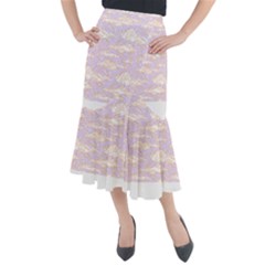 Nature Pattern T- Shirt Minimalist Leaf Line Art Illustration As A Seamless Surface Pattern Design ( Midi Mermaid Skirt