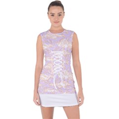 Nature Pattern T- Shirt Minimalist Leaf Line Art Illustration As A Seamless Surface Pattern Design ( Lace Up Front Bodycon Dress