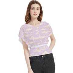 Nature Pattern T- Shirt Minimalist Leaf Line Art Illustration As A Seamless Surface Pattern Design ( Butterfly Chiffon Blouse