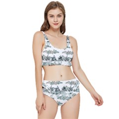 Nature Pattern T- Shirt Minimalist Leaf Line Art Illustration As A Seamless Surface Pattern Design ( Frilly Bikini Set by maxcute