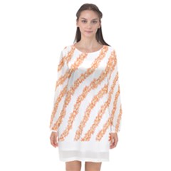 Orange Sparkle Glitter Art Lines T- Shirt Orange Sparkle Glitter Lines Art T- Shirt Long Sleeve Chiffon Shift Dress  by maxcute