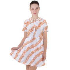 Orange Sparkle Glitter Art Lines T- Shirt Orange Sparkle Glitter Lines Art T- Shirt Short Sleeve Shoulder Cut Out Dress 