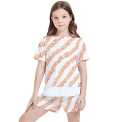 Orange Sparkle Glitter Art Lines T- Shirt Orange Sparkle Glitter Lines Art T- Shirt Kids  Tee And Sports Shorts Set by maxcute