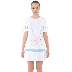 Origami Crane T- Shirt Flying Origami Carne T- Shirt Sixties Short Sleeve Mini Dress by maxcute