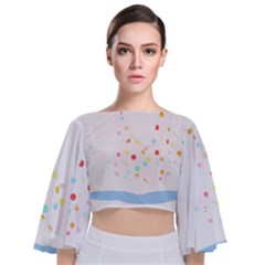 Origami Crane T- Shirt Flying Origami Carne T- Shirt Tie Back Butterfly Sleeve Chiffon Top by maxcute