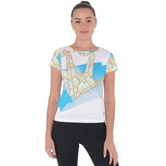 Origami Crane T- Shirt Origami Crane T- Shirt Short Sleeve Sports Top  by maxcute