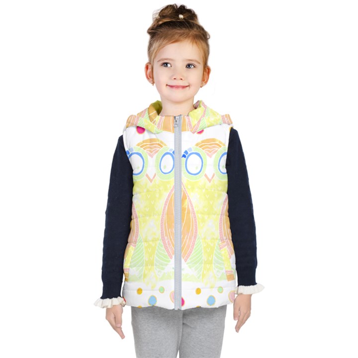 Owl Design T- Shirtowl T- Shirt Kids  Hooded Puffer Vest