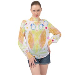 Owl Design T- Shirtowl T- Shirt High Neck Long Sleeve Chiffon Top by maxcute